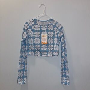 Roxy Blue and White Kids Swim Rashguard